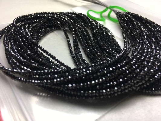 20.00 Carat Natural Polished Black Diamond, Black Diamond Faceted Rondelle Beads, Roundelle Black Diamond,2.00-3.50 MM
