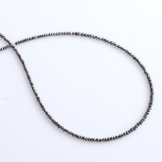 13.00 Carat Natural Polished Black Diamond, Black Diamond Faceted Rondelle Beads, Roundelle Black Diamond Strand,1.75-2.50 MM