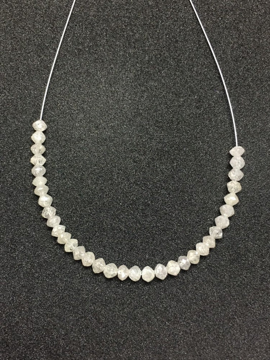 15  Pis Natural White Polished Diamond Faceted Rondelle Beads, A Quality, 1.75 to 2.50MM