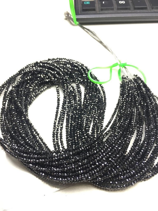 20.00 Carat Natural Polished Black Diamond,  Black Diamond Faceted Rondelle Beads, Roundelle Black Diamond,2.00-3.50 MM