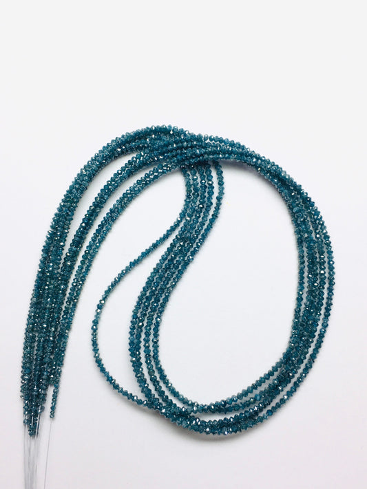 13.00 CT Natural Blue Diamond Beads,Faceted Roundelle Polished Beads,Diamond Beads,1.75 To 2.75 MM,16 Inch