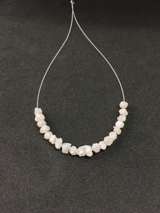 10 Carat Natural Grey White Rough Uncut Diamonds Beads Srtand