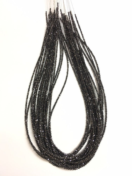 13.50 Carat Natural Polished Black Diamond,  Black Diamond Faceted Rondelle Beads, Roundelle Black Diamond,1.75-2.50 MM