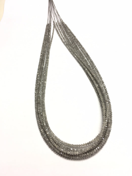 Natural Grey Black Salt & Pepper Nuts Polished Diamond Faceted Rondelle Beads 16 Carat Strand