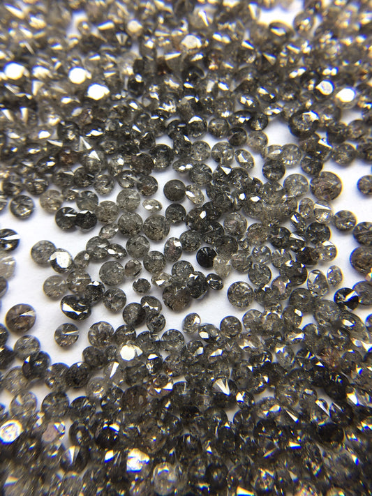 1 CT Salt and Pepper Round Diamonds – 45 Pcs Black Grey Natural Full Cut Faceted Diamonds, Round Loose Diamonds for Jewelry Making