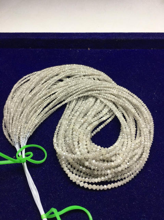 15 Carat Natural white Diamond, Polished Diamond Faceted Rondelle Beads, Clear White Diamond beads Strand
