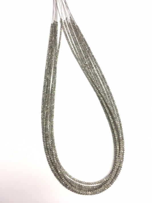 Natural Grey Black Salt & Pepper Nuts Polished Diamond Faceted Rondelle Beads 16 Carat Strand